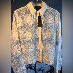 Gracia White Lace Long Sleeve Blouse